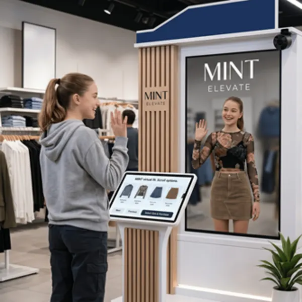 Consumer shops for outfit in a digital mirror