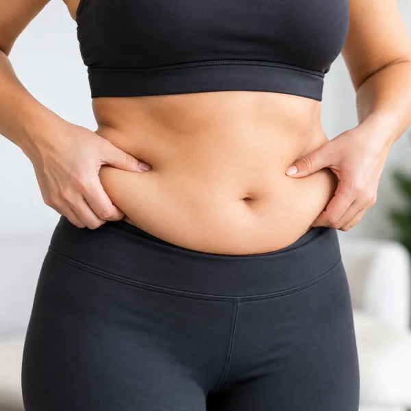 Woman pinching her belly fat