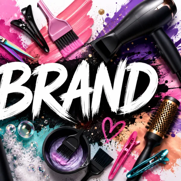 Salon imagery with the word BRAND