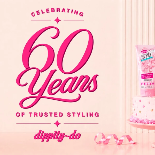 A graphic celebrating 60 years of Dippity-Do
