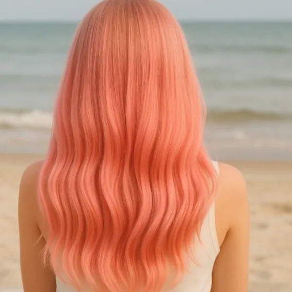 A woman with pink hair. An AI created image.