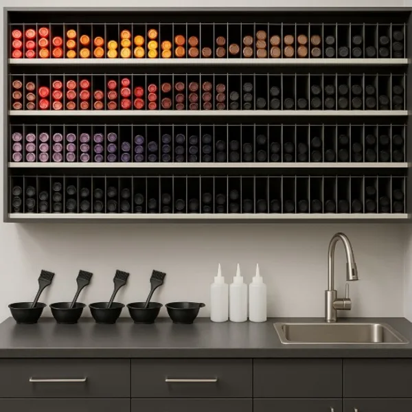 A hair color bar in a salon