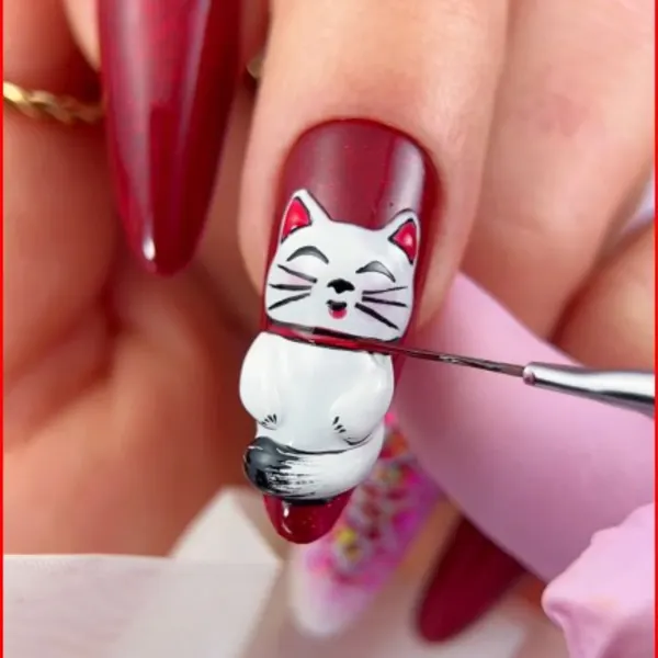 A nail design of a cat