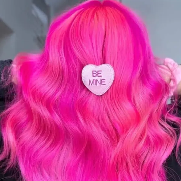 Long and bright pink hair