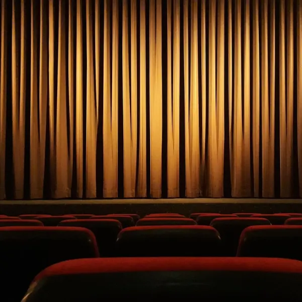 A movie theatre curtain.