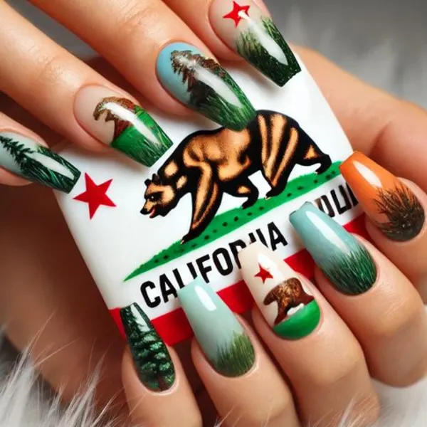 Nails with the California flag