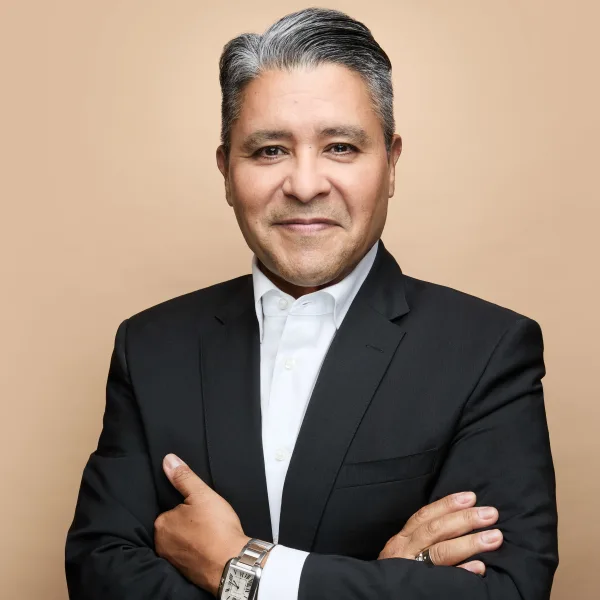 A smiling man.