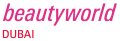 Beautyworld Dubai logo in pink and red, featuring elegant italic “beautyworld” text above bold “DUBAI” branding on a white background.