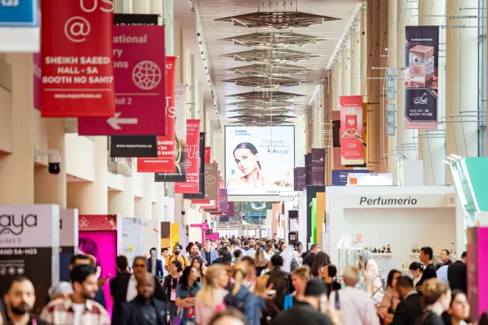 A trade show hallway