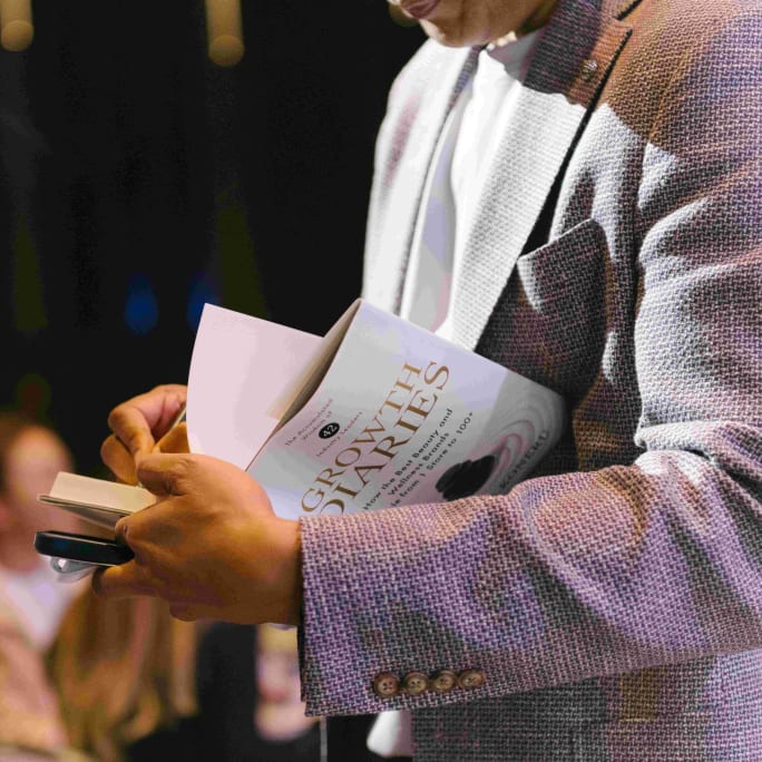 Sudheer Koneru signs a copy of Growth Diaries