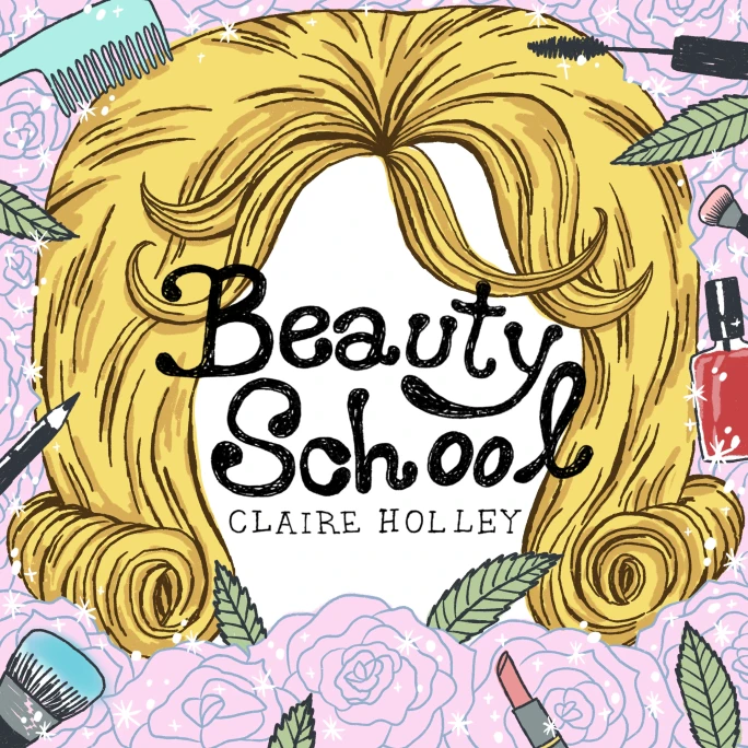 Graphic design by Lili Todd of an album cover featuring a blonde wig.