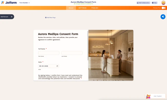 JotForm consent form