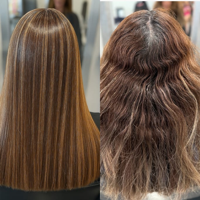 Smooth hair and frizzy hair