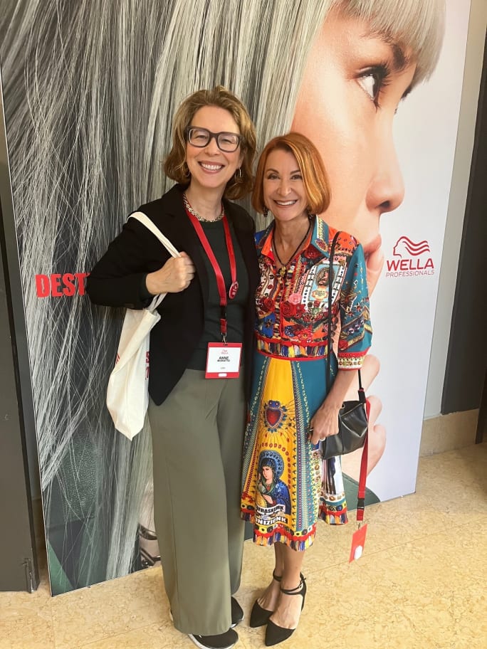 Two women smiling