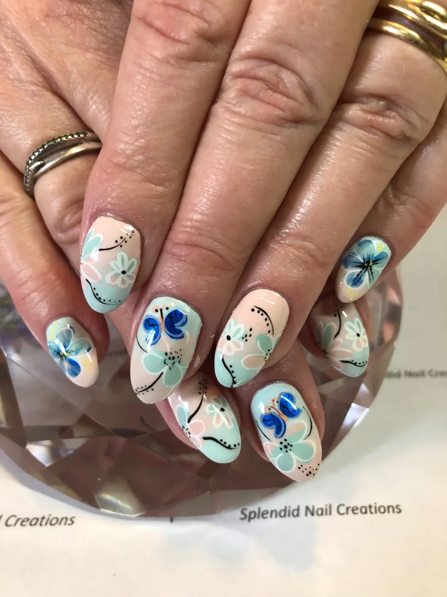 Day 123: Spring Flower and Butterfly Nail Art