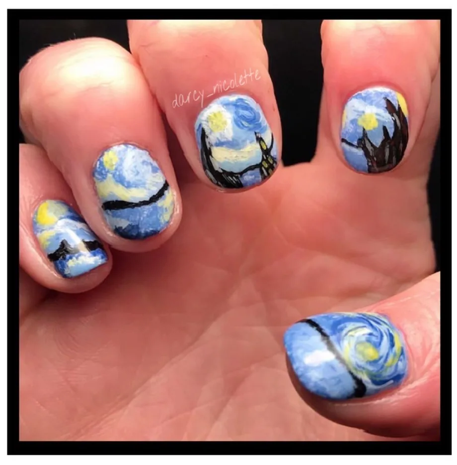 Day 127: Starry Night Nail Art