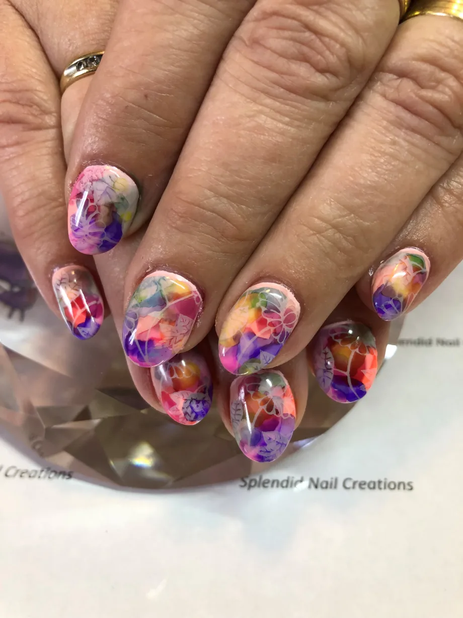 Day 138: Watercolor Ink Flower Nail Art