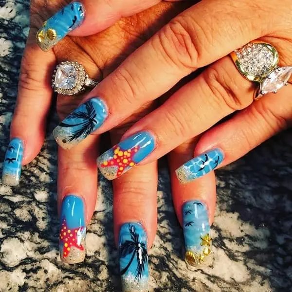 Day 145: Tropical, Marble, and Baby Boomer Nail Art