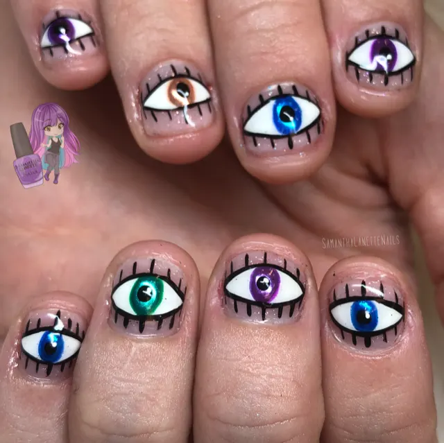 Day 152: Eyes and Foils Nail Art