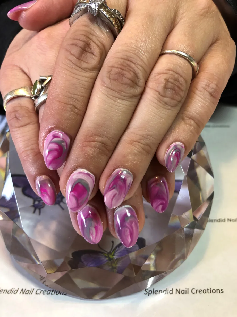 Day 157: Pink Swirl Marble Nail Art