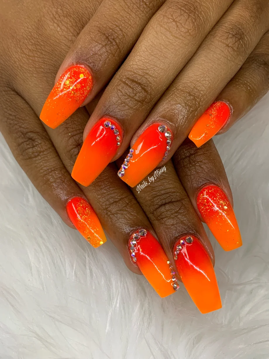 Day 165: Orange Ombre Nail Art
