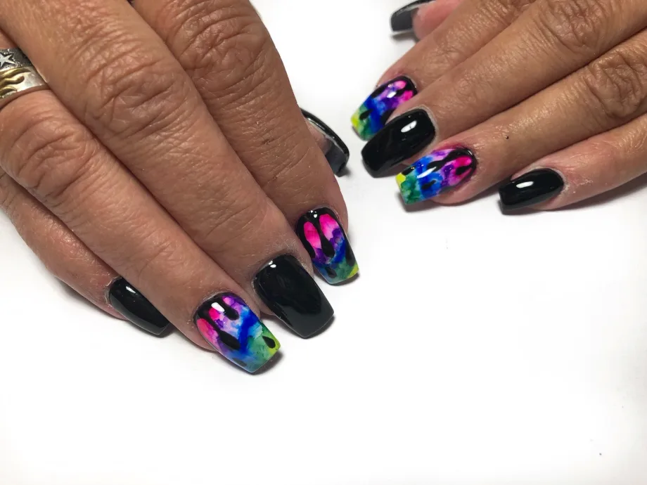 Day 168: Bright Marble and Disney Nail Art