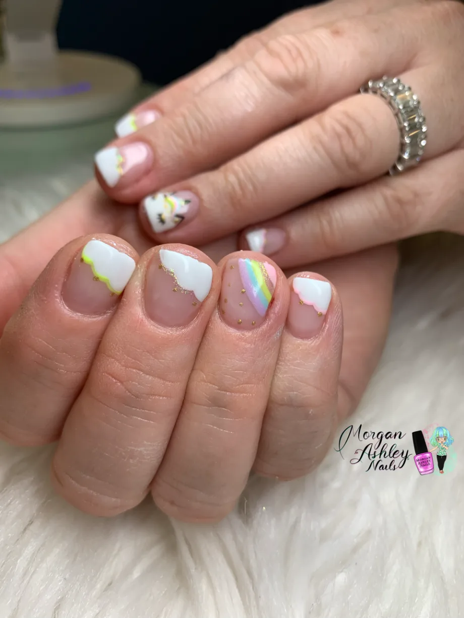 Day 171: Cloudy Rainbow and Abstract Nail Art