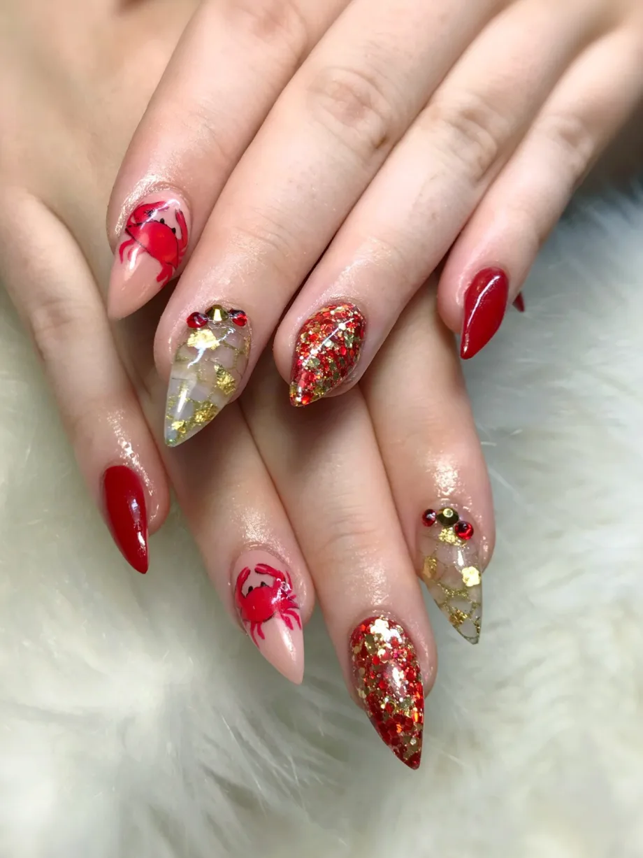 Day 175: Cute Crab and Donut Nail Art