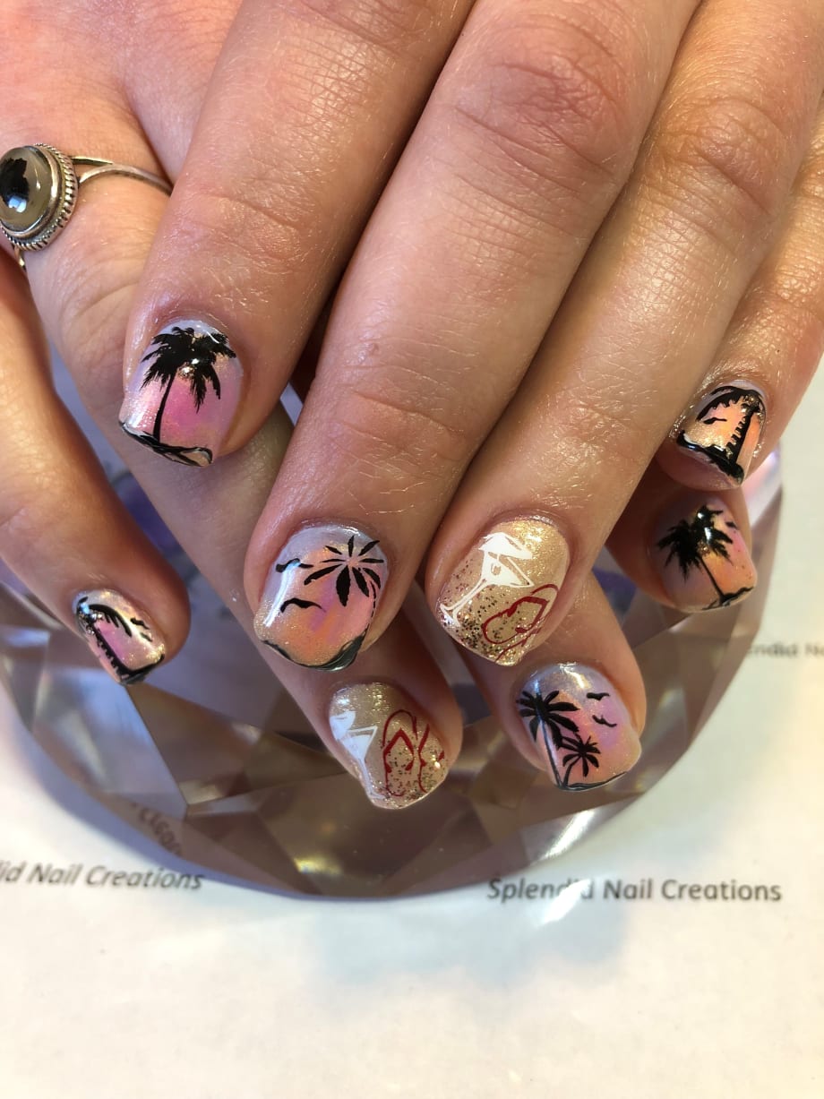Day 186: Tropical Sunset Nail Art