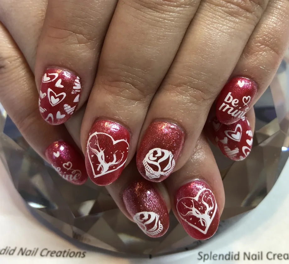 Day 32: Red Hearts Nail Art