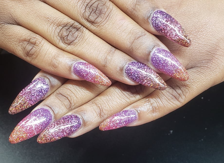 Day 6: Patterned Glitter Ombre Nail Art