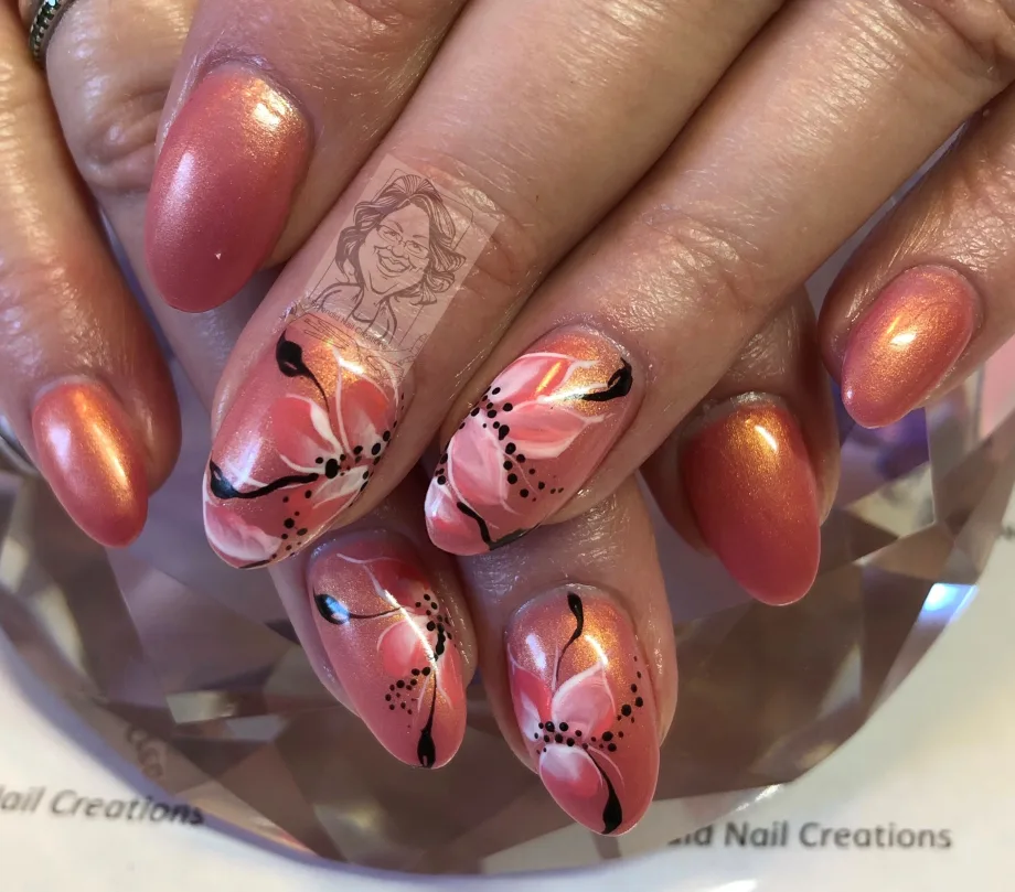 Day 88: Orange Flower Nail Art
