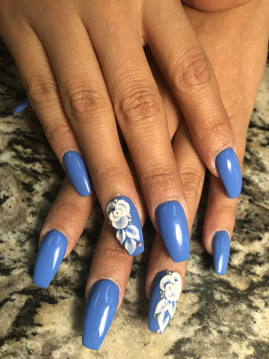 Day 89: 3-D Flower and Glitter Nail Art