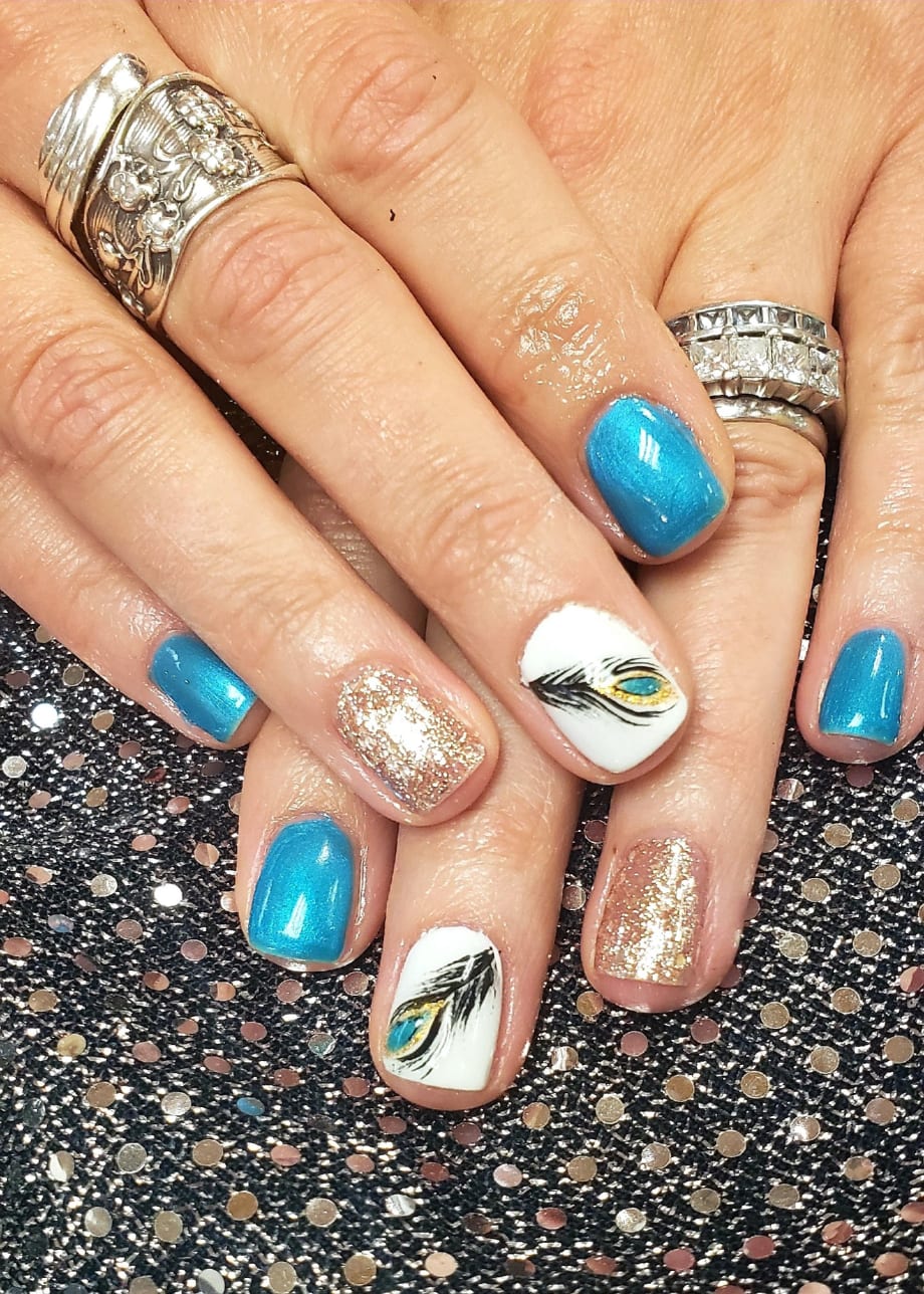Day 99: Feather and Flower Nail Art