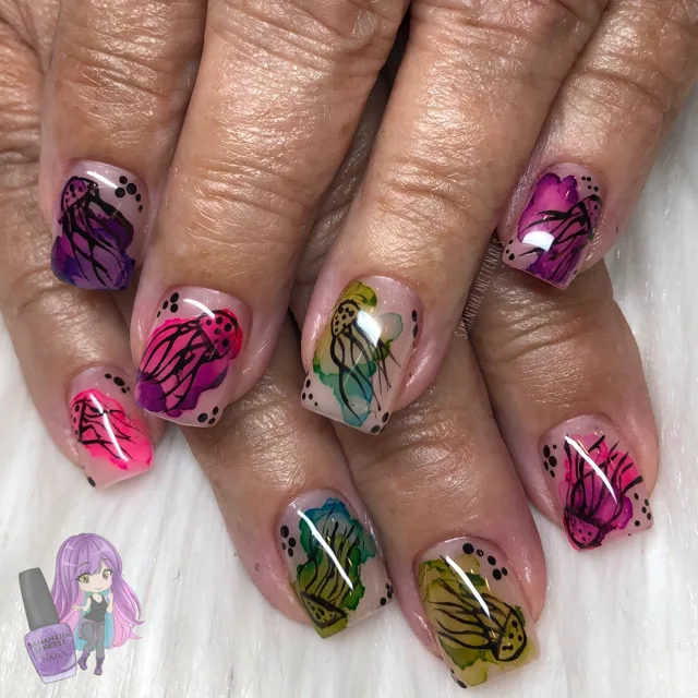 Day 187: Jellyfish and Pizza Mickey Mouse Nail Art