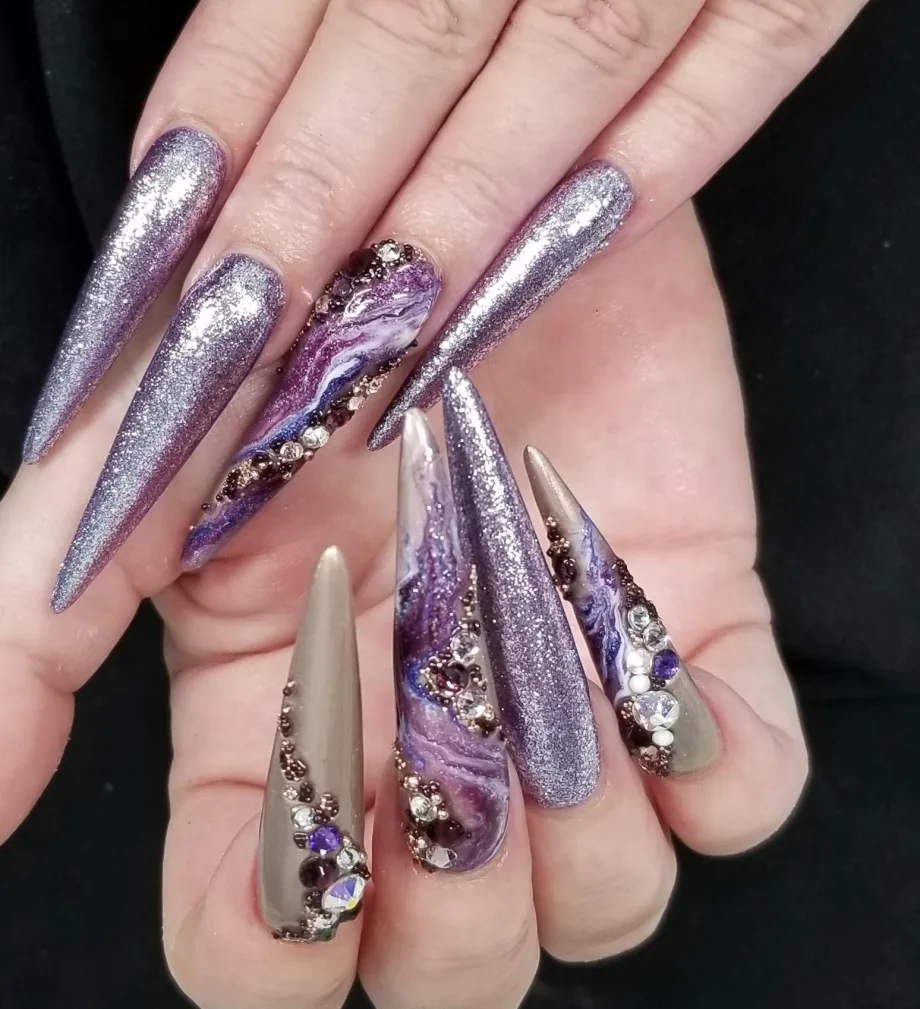 Day 200: Geode Stiletto Nail Art