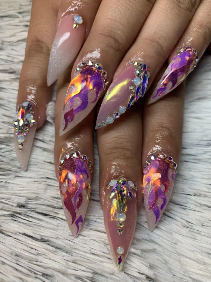 Day 207: Chrome Flames Nail Art