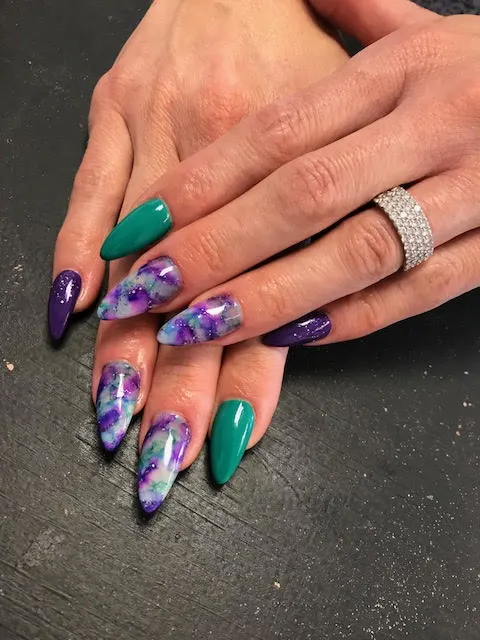 Day 213: Marble and Ombre Mix Nail Art