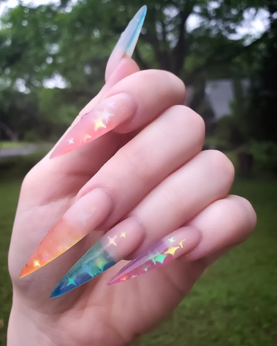 Day 215: Starry Stiletto Nail Art