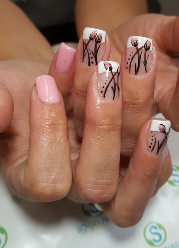 Day 216: Flower and Feather Nail Art
