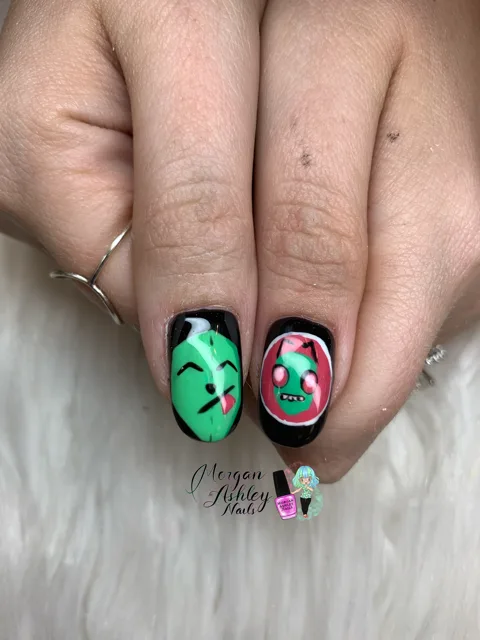 Day 234: Invader Zim Nail Art