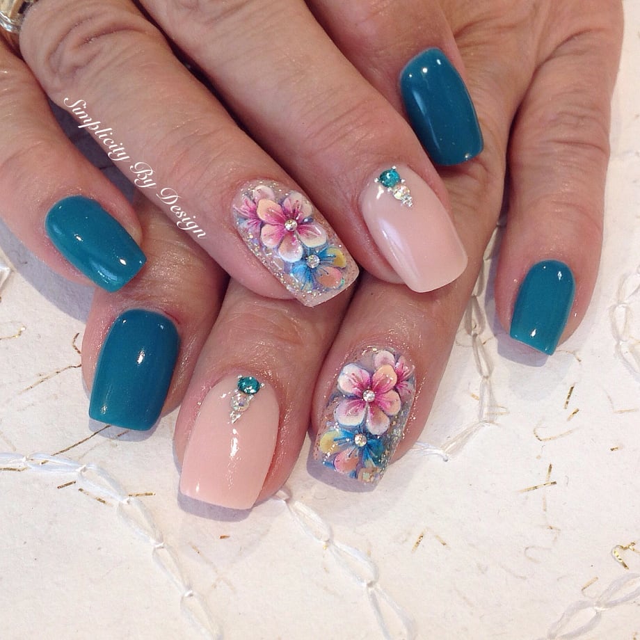 Day 239: Floral Mix Nail Art