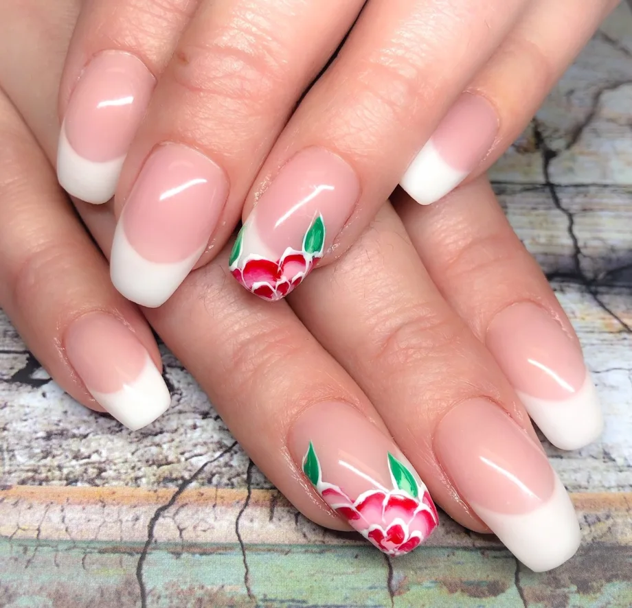 Day 257: Floral French Nail Art