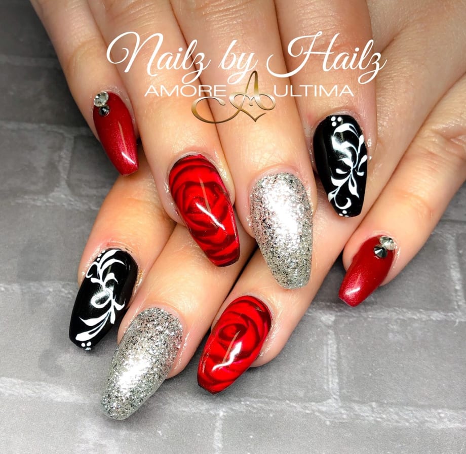 Day 263: Rose and Zebra Nail Art