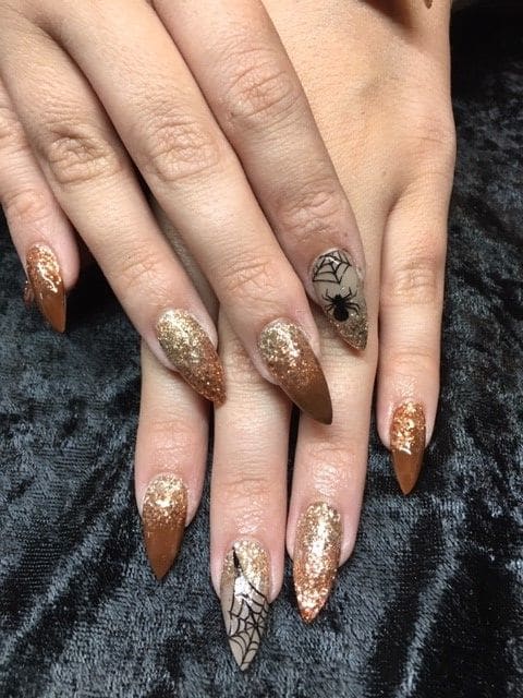 Day 278: Spider and Glitter Nail Art