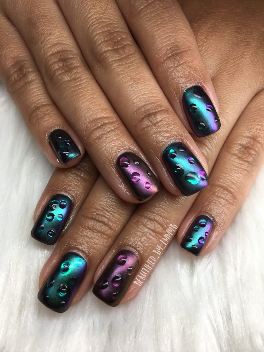 Day 283: Water Droplet and Glitter Nail Art