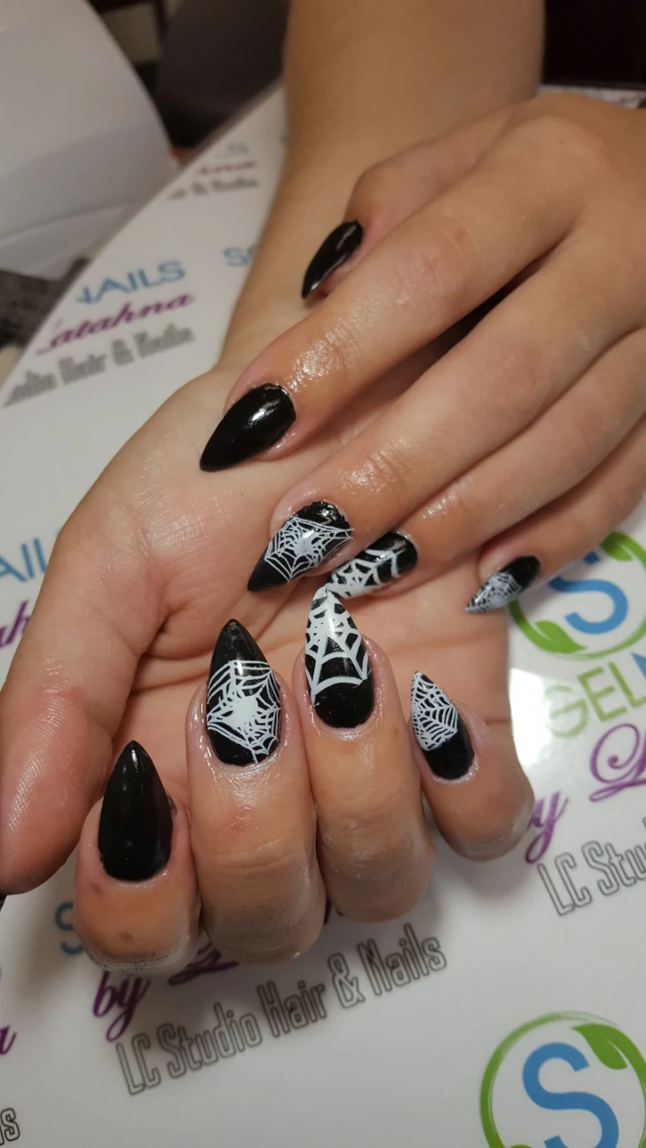Day 292: Spiderweb and Feather Nail Art