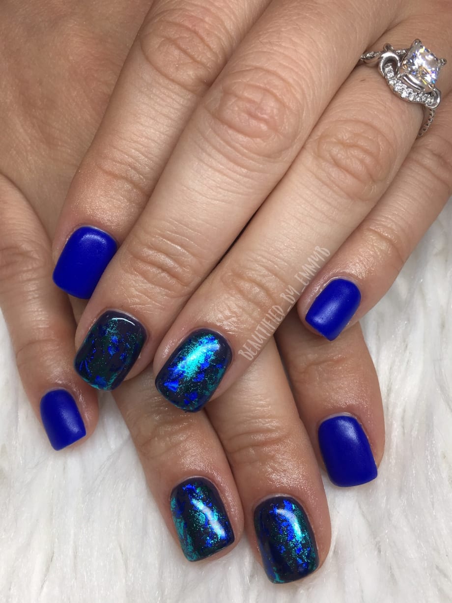 Day 298: Blues and Leopard Print Nail Art