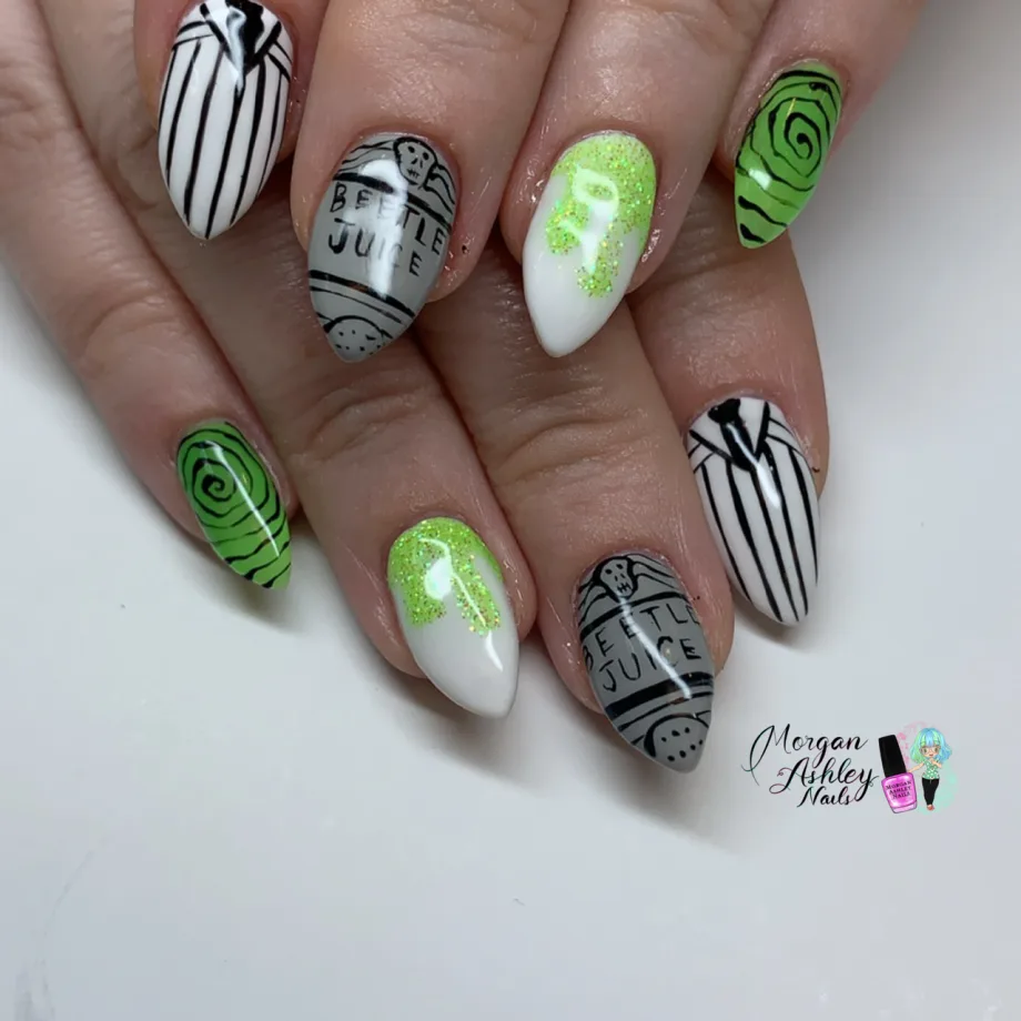 Day 304: Beetlejuice and Nightmare Nail Art