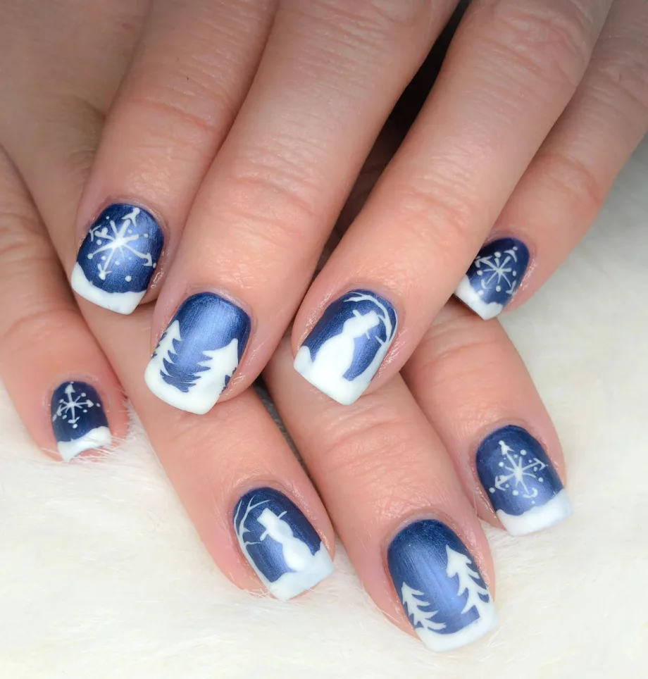 Day 310: Snowy Scene Nail Art